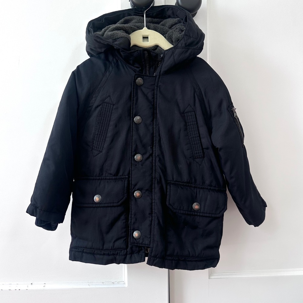 Baby Gap Kids Black Primaloft Hooded Parka Winter Coat 3 Years 983616